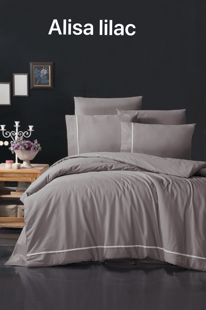 Постільна білизна ранфорс Deluxe First Choice євро розмір Alisa lilac, фото 1