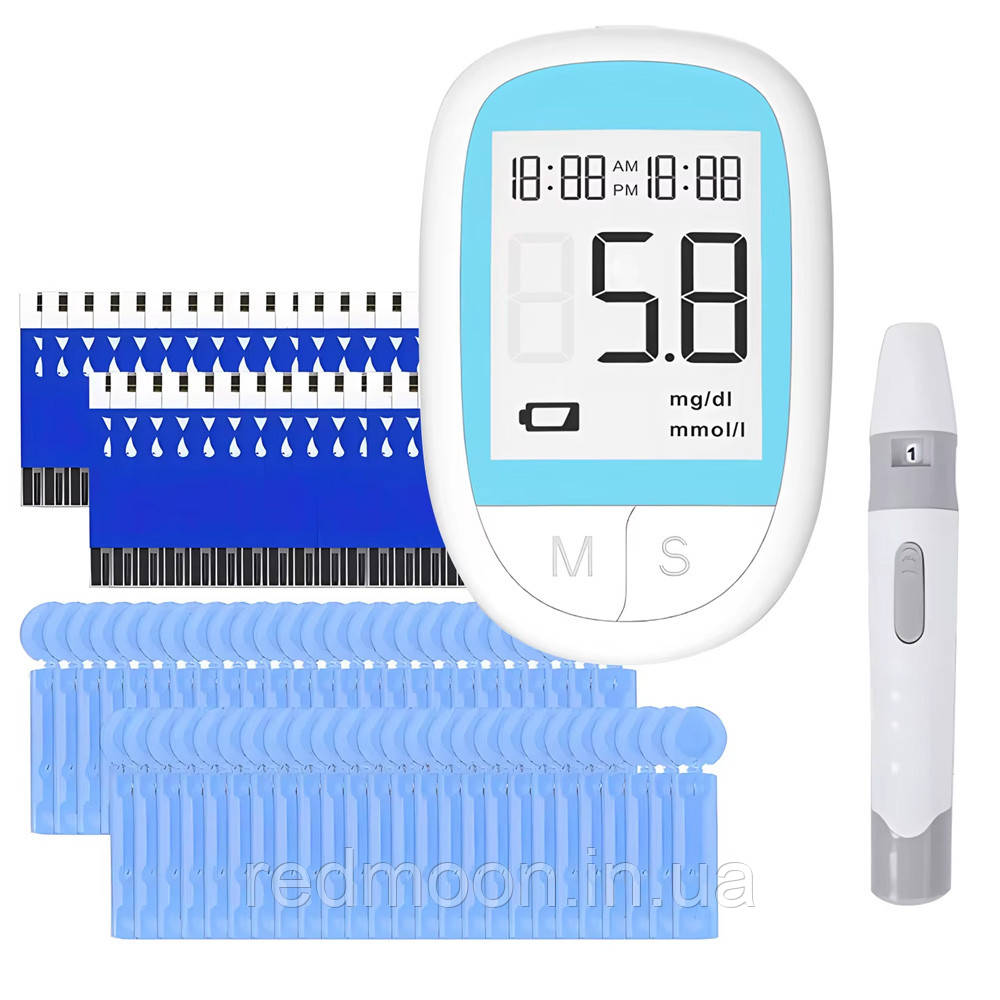Глюкометр + 50 тестів, від батарейок, BGM503 / Апарат для вимірювання цукру / Вимірювач цукру в крові, фото 1