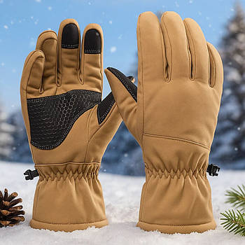 Тактичні рукавички зимові від +5 до -20° (Розмір L) SoftShell, Пісок / Сенсорні рукавички повнопалі / Зимові рукавички чоловічі