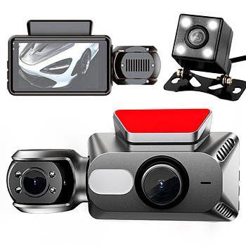 Автомобільний відеореєстратор 3", 3 камери, Full HD / Відеореєстратор з камерою заднього виду / Відеореєстратор для авто