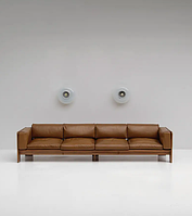 Дерев'яний диван на ніжках в стилі лофт з масиву ясена, шкіряний, нерозкладний, ручна робота, міцний диван для ресторану