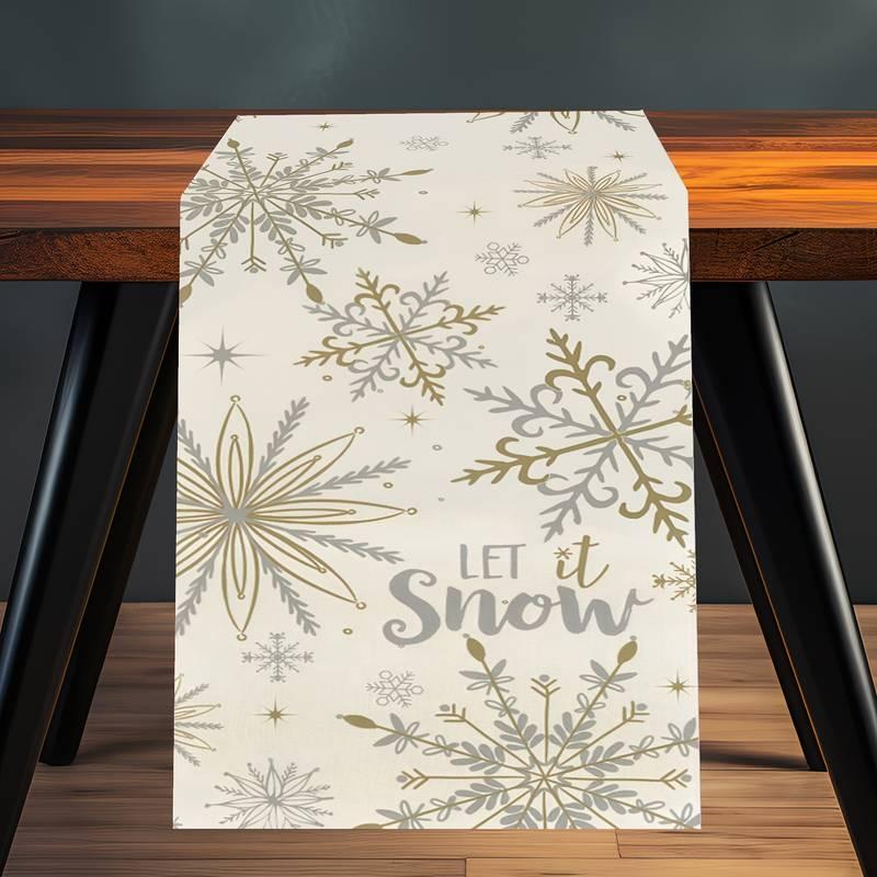 Доріжка новорічна Сніжинки Leeseph 180см беж Mv064
