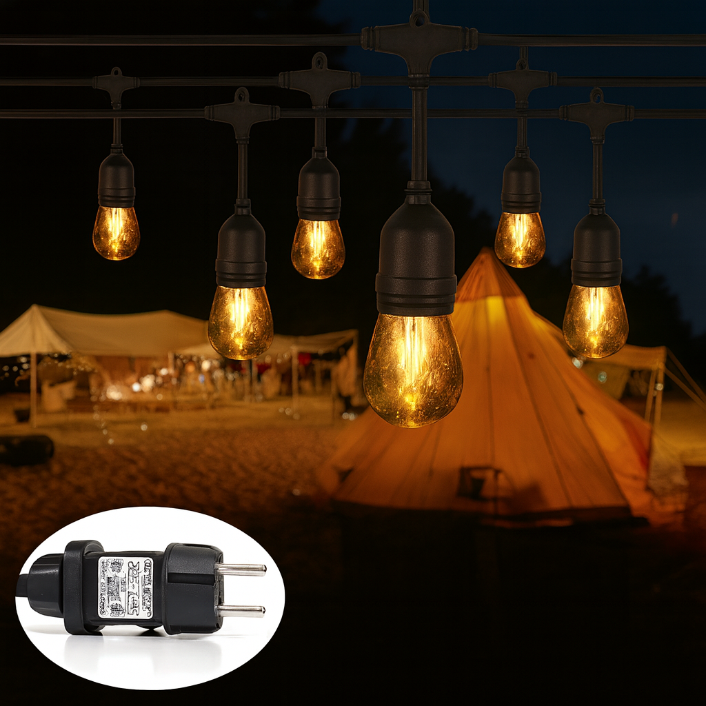 Ретро гірлянда з 10 акрилових ламп на 5 м від мережі 220 Вт SFK-12 колір світіння Теплий білий, фото 1