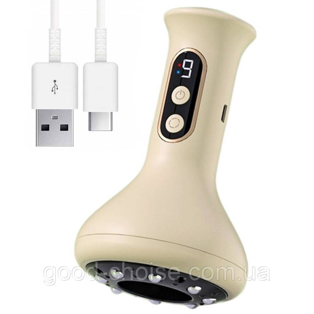 Вакуумний масажер антицелюлітний, з підігрівом, 9 швидкостей, від USB / Акумуляторний масажер для тіла / Масажер від целюліту, фото 1