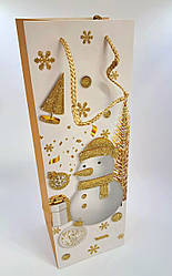 Подарунковий картонний пакет під Пляшку 12*9*35 см щільний Білий