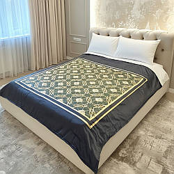 Двоспальне покривало 200x220см, 3D принт, Issi home / Атласне покривало на двоспальне ліжко