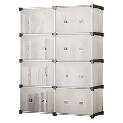 Пластикова шафа складна на 8 відділень, 126х84х28см / Модульна шафа для зберігання одягу та взуття / Шафа-органайзер