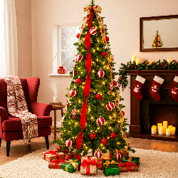 Розкладна штучна ялинка 1,9м з гірляндою та прикрасами, від мережі / Новорічна ялинка  декоративна