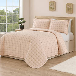 Покривало стьобане 180x240см, 2 наволочки 50x70см, Istanbul Hazal pudra, Пудра / Комплект покривало з наволочками