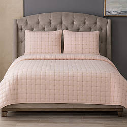 Покривало стьобане 250x260см, 2 наволочки 50x70см, Istanbul Hazal pudra, Пудра / Комплект покривало з наволочками євророзмір