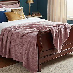 Плед із мікрофібри, 200×220 см, Akustik gul, Рожевий / Плед євро / Франнелева ковдра