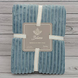 Двосторонній плед 200х220см, Belizza Line antrasit, Блакитний / Плед - покривало / Двоспальне покривало тепле