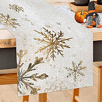 Доріжка новорічна Сніжинки Leeseph 180см беж Mv065