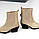 Жіночі демісезонні черевики козаки на стійкому підборі бежеві натуральна замша, фото 7