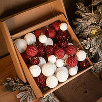 Набір новорічних куль "Блиск" 40 шт колір бордовий