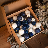 Набір новорічних куль "Блиск" 40 шт колір джинсовий