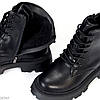 Базові чорні зимові черевики берці натуральна шкіра, блискавка + шнурівка, фото 9