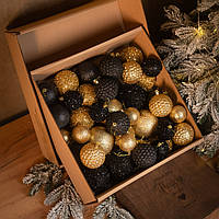 Набір новорічних куль "Блиск" 40 шт колір золотий і чорний