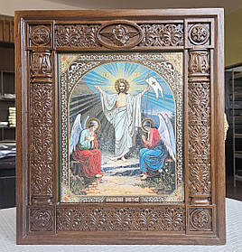 Аналойна ікона Двунадесяті свята в  темному фігурному кіотеку, розмір 34*30, сюжет 20*24, 26 сюжету