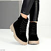 Чорні зимові черевики берці натуральна замша на бежевій підошві, фото 3