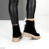Чорні зимові черевики берці натуральна замша на бежевій підошві, фото 4