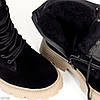 Чорні зимові черевики берці натуральна замша на бежевій підошві, фото 9