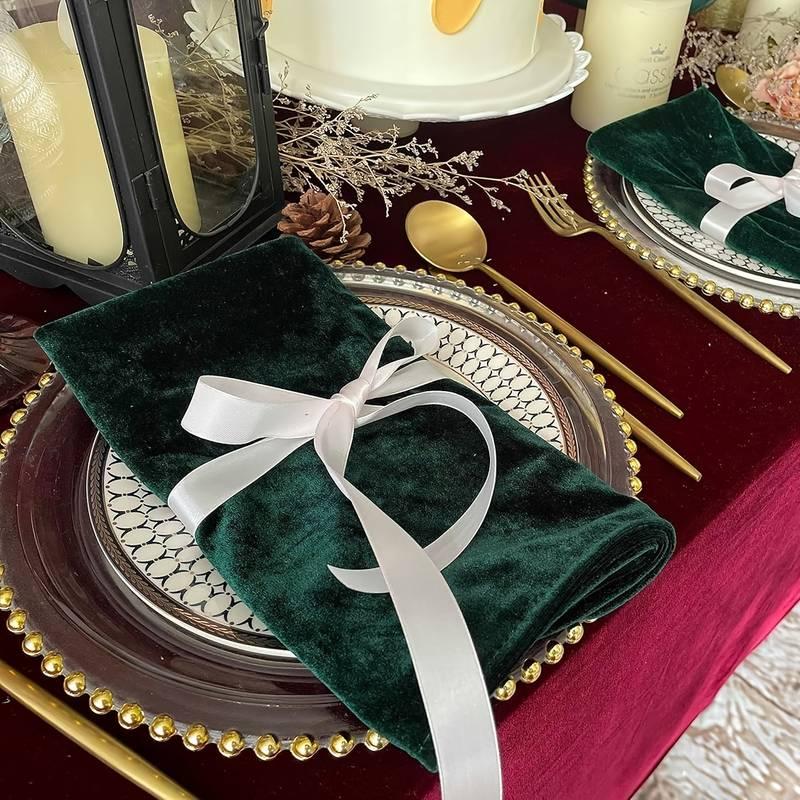 Серветки оксамитові Leeseph 45х45см зелені 6 штук