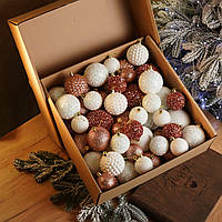 Набір новорічних куль "Блиск" 40 шт колір рожеве-золото