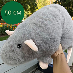 Пухнаста м'яка дитяча іграшка Щур сірий 50см Подушка обіймашка плюшева для сну та ігор
