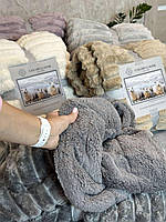 Плед покривало Шарпей з еко овчиною Євро 200х230