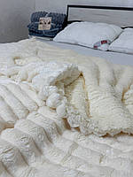 Плед покривало Шарпей з еко овчиною Євро 200х230