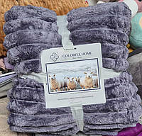 Плед покривало Шарпей з еко овчиною Євро 200х230