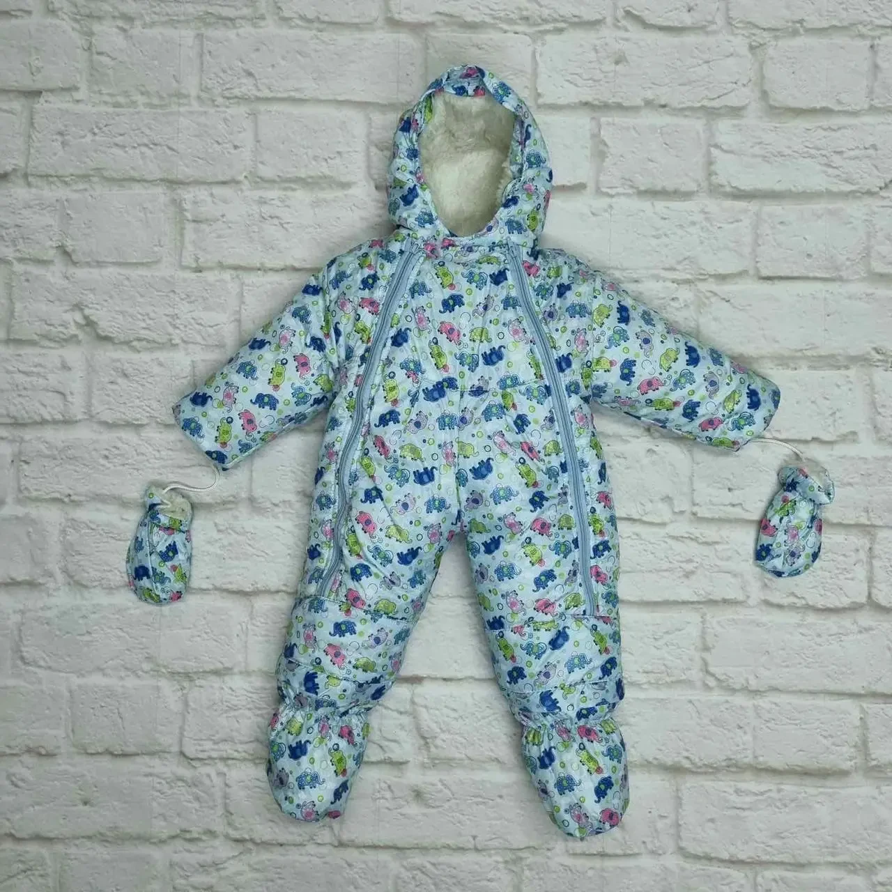 Дитячий зимовий комбінезон-трансформер на синтепоні з овчиною