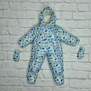 Дитячий зимовий комбінезон-трансформер на синтепоні з овчиною, фото 1