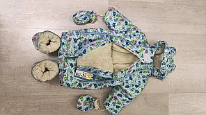 Дитячий теплий зимовий комбінезон-конверт-трансформер із овчиною на синтепоні, фото 4