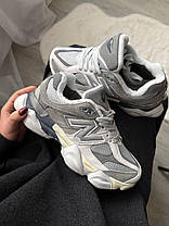 New Balance 9060 Grey Термо жіночі кросівки Нью Беланс 9060 сірі замша єврозима фліс, фото 4