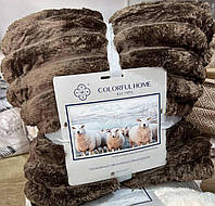 Плед покривало Шарпей з еко овчиною Євро 200х230