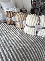 Плед покривало Шарпей з еко овчиною Євро 200х230