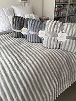 Плед покривало Шарпей з еко овчиною Євро 200х230