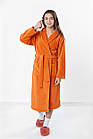 Підлітковий махровий халат з капюшоном для дівчинки, помаранчевий, софт-махра, фото 2