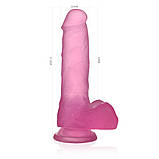 Фалоімітатор із мошокою Jelly Studs Crystal Dildo Medium 7" Pink, фото 3