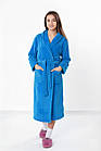 Підлітковий халат махровий з капюшоном для дівчинки, блакитний, софт-махра, фото 2