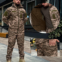 Зимовий тактичний костюм військовий softshell піксель, костюм теплий армійський бойовий куртка штани