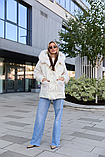 Модна зимова куртка молочного кольору К-308 кап, фото 5
