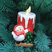 Керамічна фігурка "Новорічна свічка з Сніговиком", підсвітка