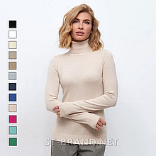 Світлий бежевий жіночий однотонний гольф, водолазка / класичний, базовий