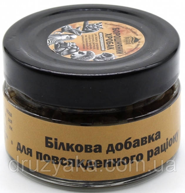 Консервований корм для комахоїдних тварин "БОРОШНЯНИЙ ХРОБАК", 100г, фото 1