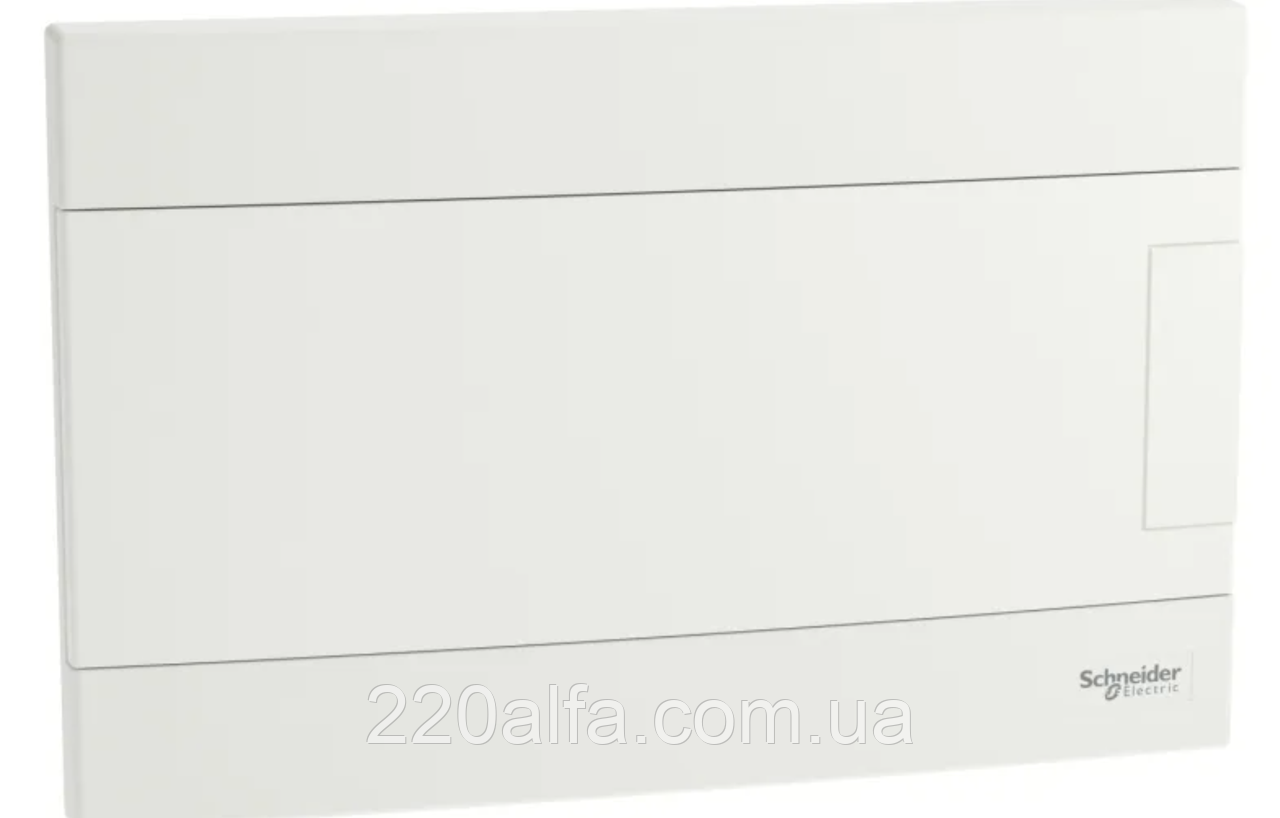 Врізний щит на 18 модулів, 1 ряд, з білими дверцятами Schneider Easy9 EU, фото 1
