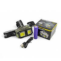 Налобний ліхтар HX-816 2xCOB+Red Green Camo, фото 6