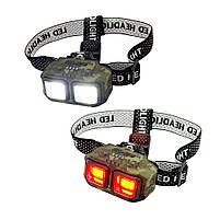 Налобний ліхтар HX-816 2xCOB+Red Green Camo, фото 2